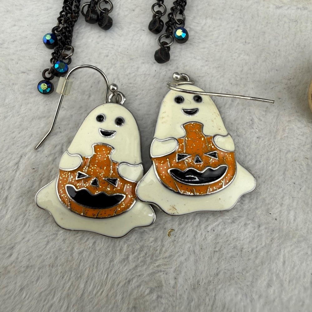 Halloween Pierced Earrings Lot of 4 Witch Bat Ghost Pumpkin - Picture 7 of 7